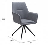 Set of Two Gray And Black Upholstered Fabric Dining Arm Chairs - Homeroots