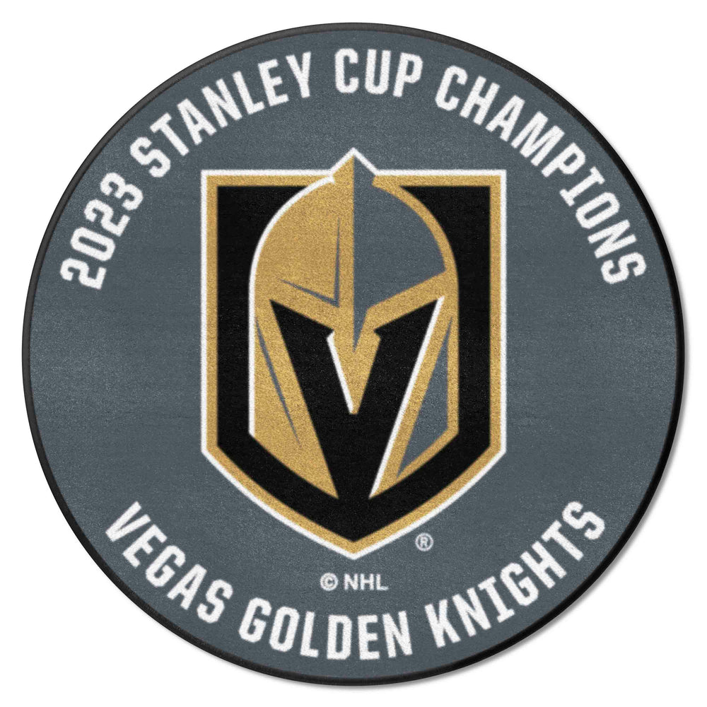 Vegas Golden Knights 2023 Stanley Cup Champions Hockey Puck Rug - 27in. Diameter - Vegas Golden Knights