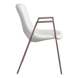 Set of Two White And Brown Upholstered Faux Leather Open Back Dining Arm Chairs - Homeroots - Flyclothing LLC