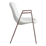 Set of Two White And Brown Upholstered Faux Leather Open Back Dining Arm Chairs - Homeroots