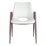 Set of Two White And Brown Upholstered Faux Leather Open Back Dining Arm Chairs - Homeroots - Flyclothing LLC
