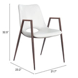 Set of Two White And Brown Upholstered Faux Leather Open Back Dining Arm Chairs - Homeroots - Flyclothing LLC