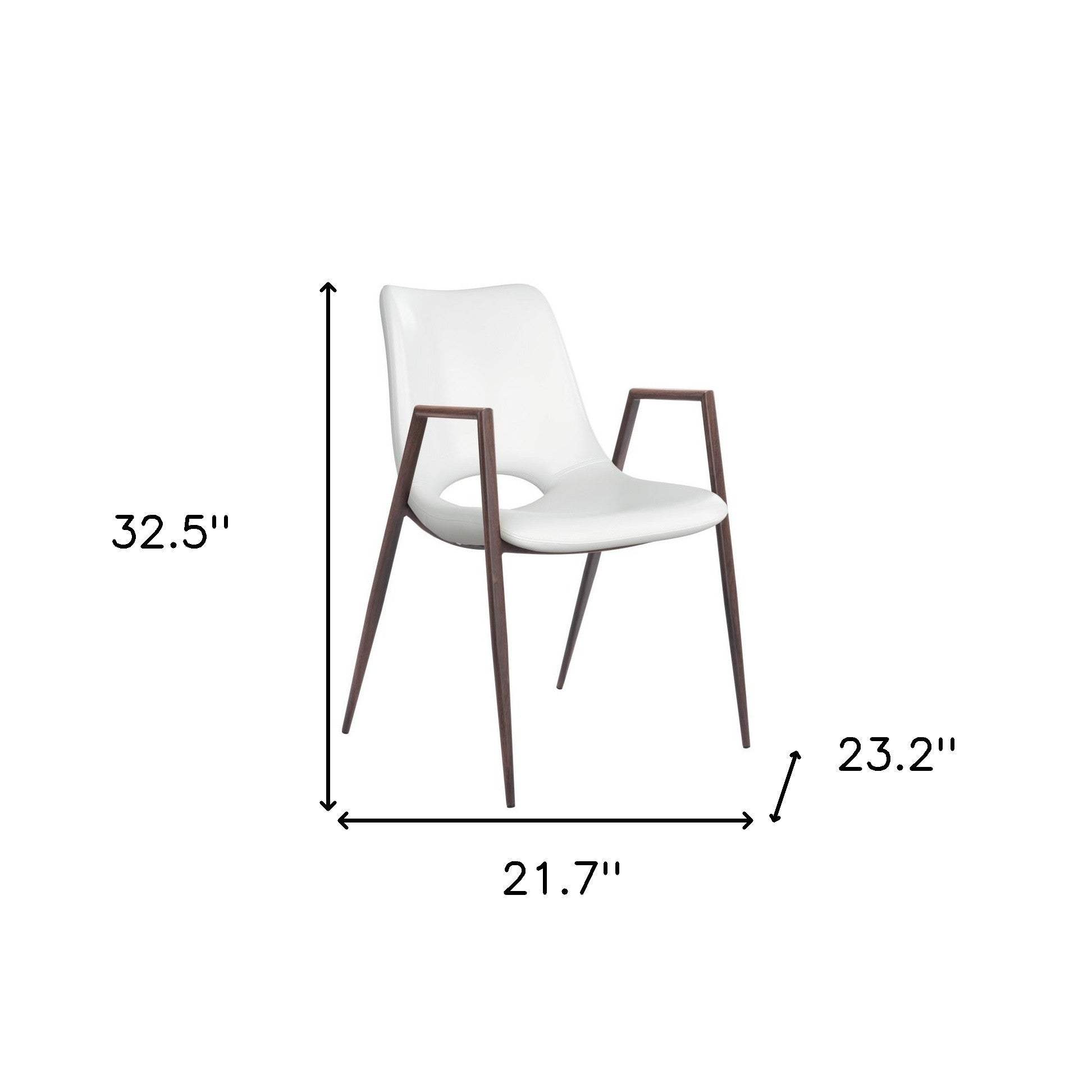 Set of Two White And Brown Upholstered Faux Leather Open Back Dining Arm Chairs - Homeroots - Flyclothing LLC