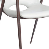 Set of Two White And Brown Upholstered Faux Leather Open Back Dining Arm Chairs - Homeroots - Flyclothing LLC