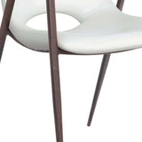 Set of Two White And Brown Upholstered Faux Leather Open Back Dining Arm Chairs - Homeroots - Flyclothing LLC