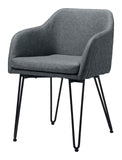 Set of Two Vintage Gray Faux Leather Dining Chairs - Homeroots