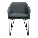 Set of Two Vintage Gray Faux Leather Dining Chairs - Homeroots