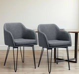 Set of Two Vintage Gray Faux Leather Dining Chairs - Homeroots