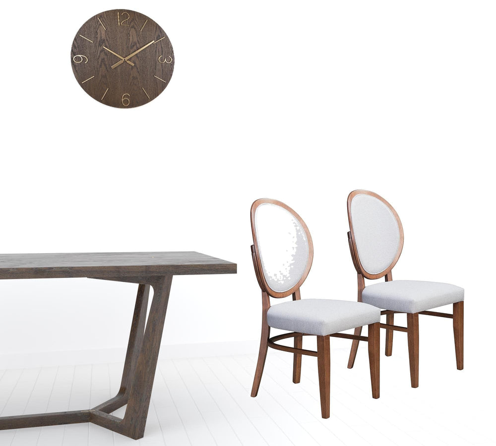 Set of Two Gray And Brown Upholstered Fabric King Louis Back Dining Side Chairs - Homeroots