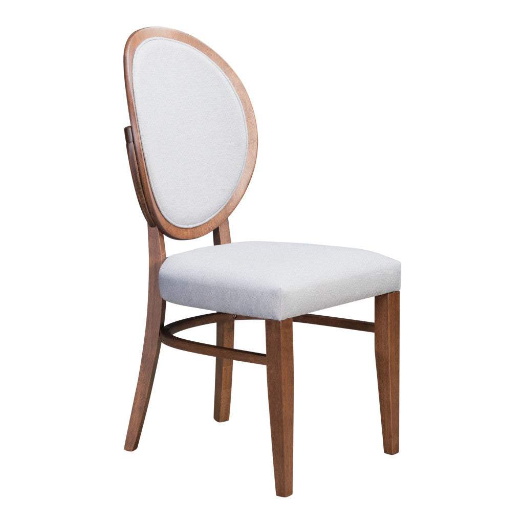 Set of Two Gray And Brown Upholstered Fabric King Louis Back Dining Side Chairs - Homeroots - Flyclothing LLC