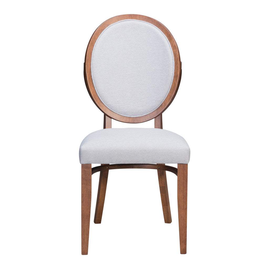 Set of Two Gray And Brown Upholstered Fabric King Louis Back Dining Side Chairs - Homeroots - Flyclothing LLC