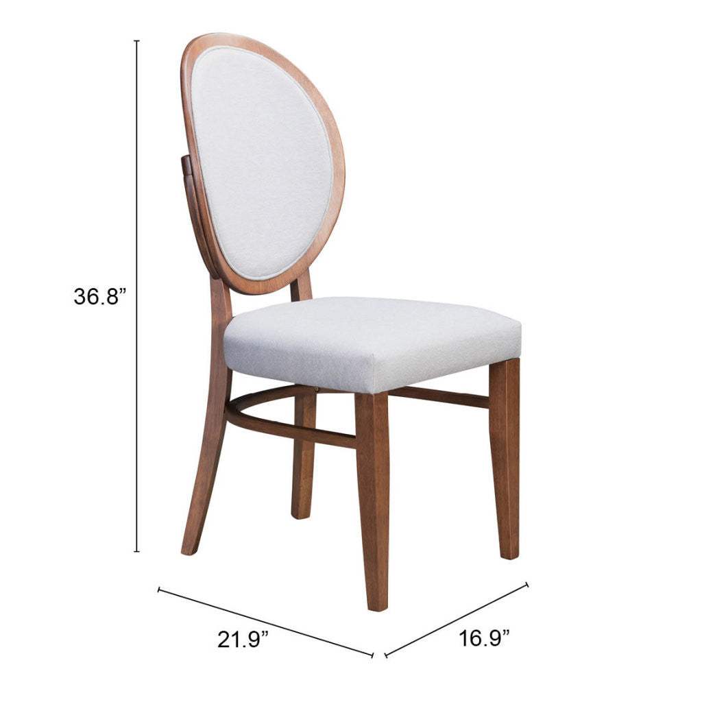 Set of Two Gray And Brown Upholstered Fabric King Louis Back Dining Side Chairs - Homeroots - Flyclothing LLC