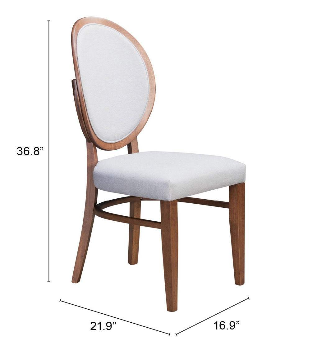 Set of Two Gray And Brown Upholstered Fabric King Louis Back Dining Side Chairs - Homeroots - Flyclothing LLC