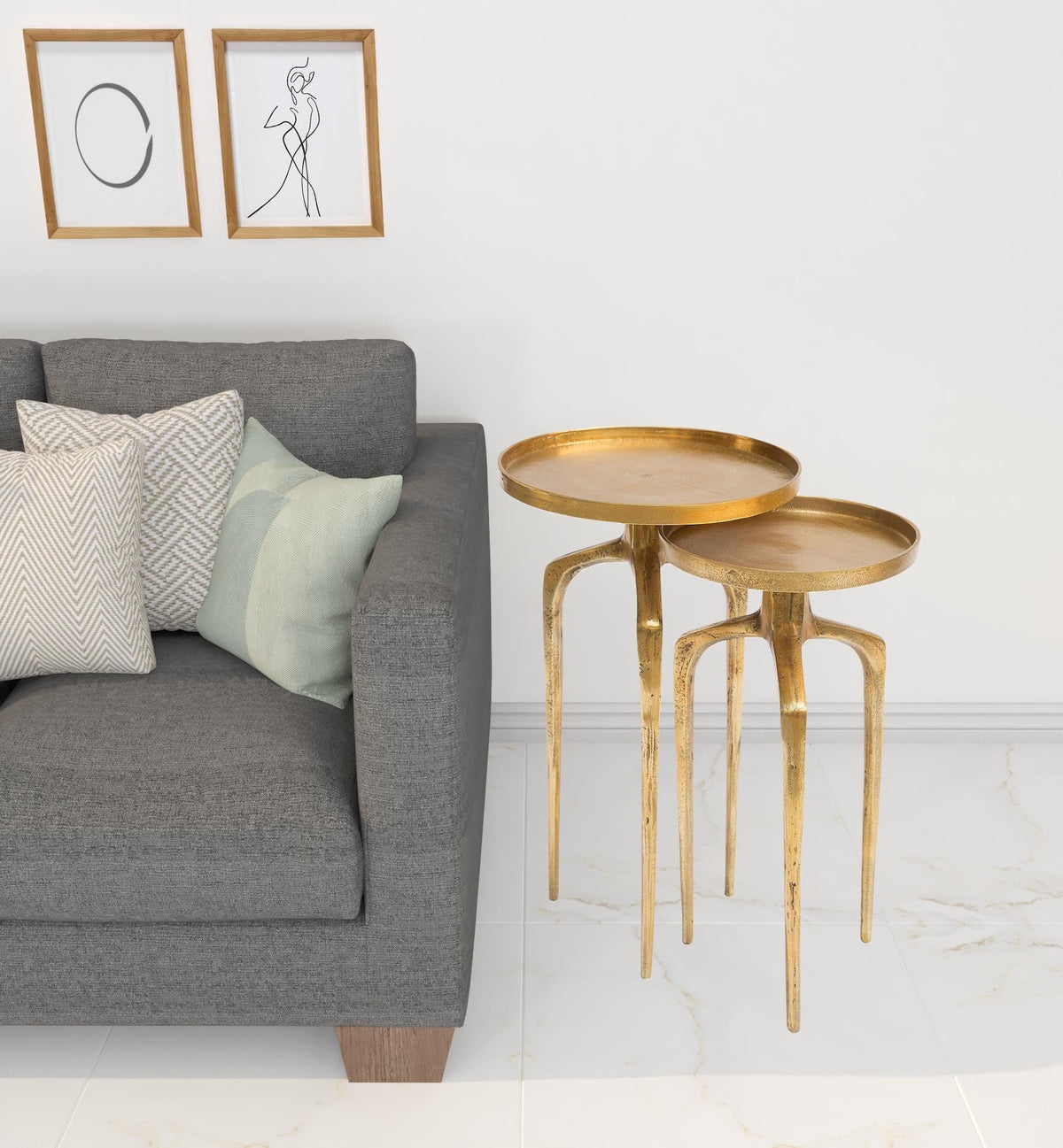 Set Of Two 13" Gold Nested Tables - Homeroots - Flyclothing LLC