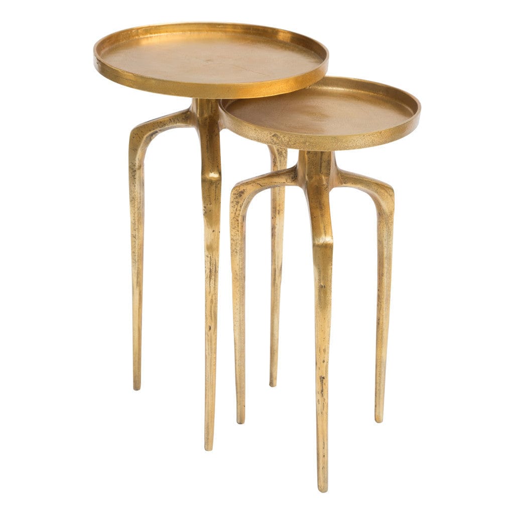 Set Of Two 13" Gold Nested Tables - Homeroots - Flyclothing LLC