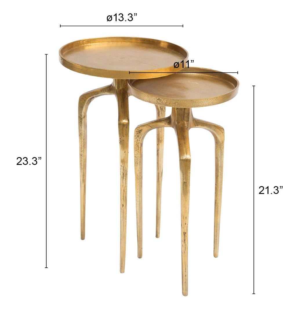 Set Of Two 13" Gold Nested Tables - Homeroots - Flyclothing LLC