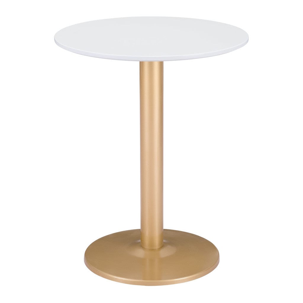 24" Gold And White Round End Table - Homeroots - Flyclothing LLC