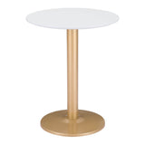 24" Gold And White Round End Table - Homeroots