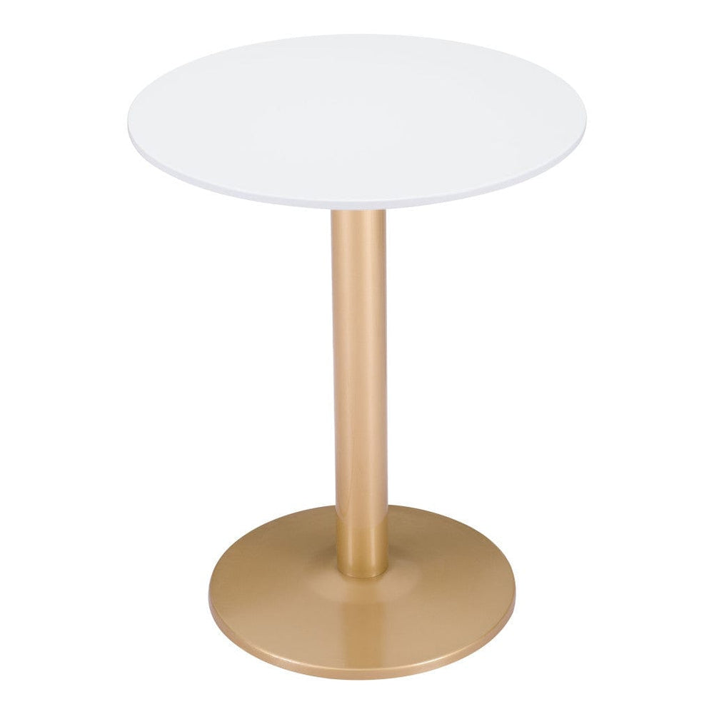 24" Gold And White Round End Table - Homeroots