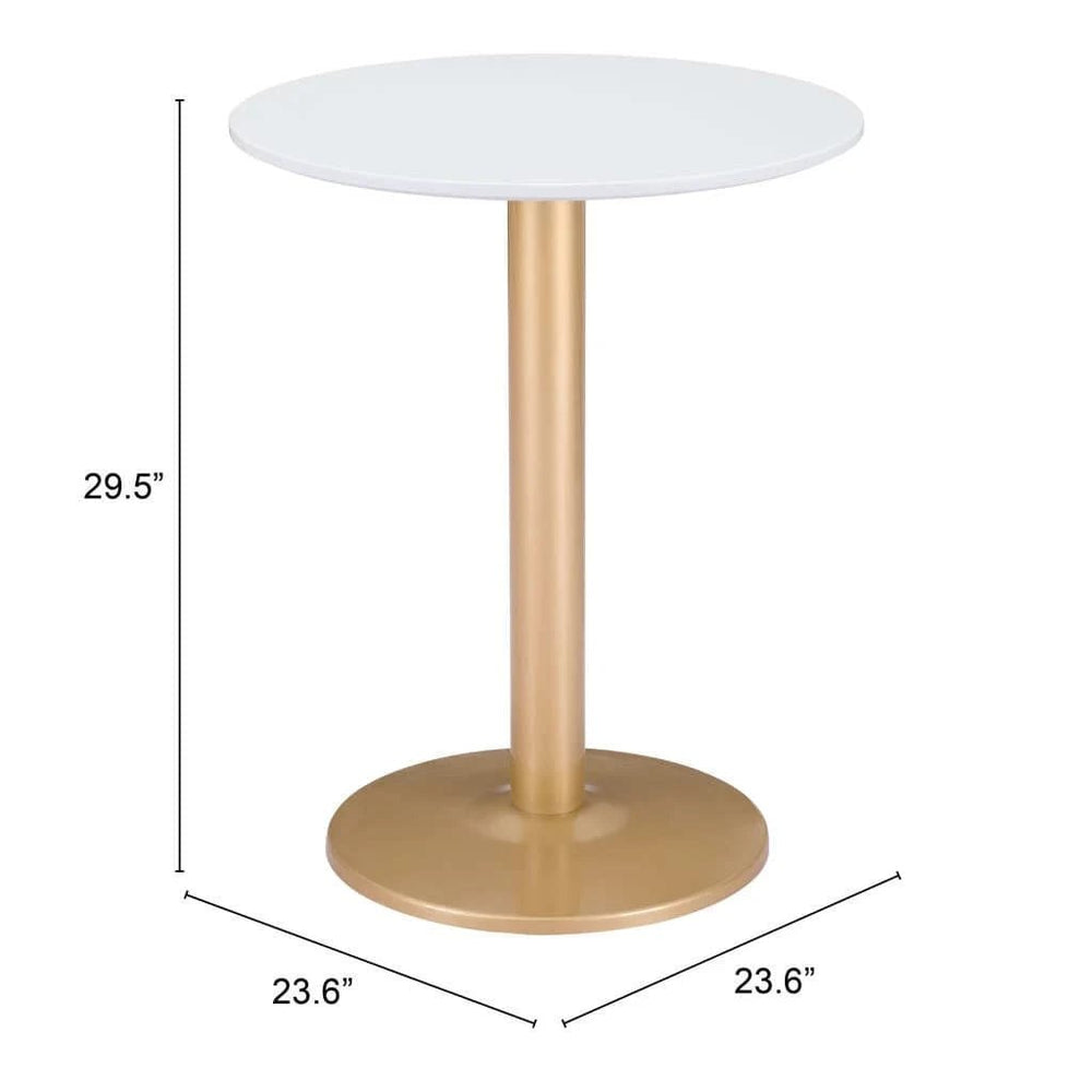 24" Gold And White Round End Table - Homeroots