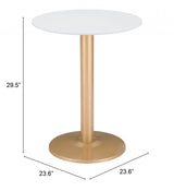 24" Gold And White Round End Table - Homeroots - Flyclothing LLC