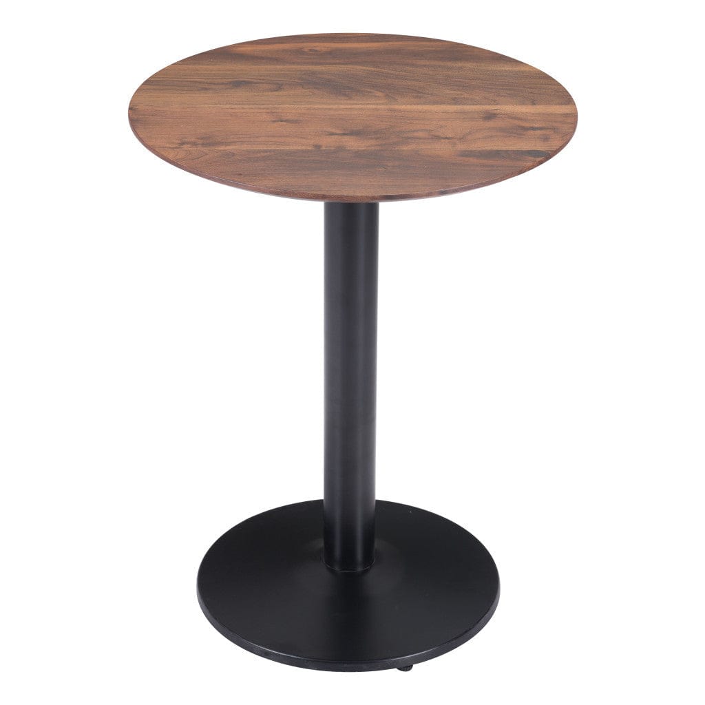 24" Black And Brown Round End Table - Homeroots
