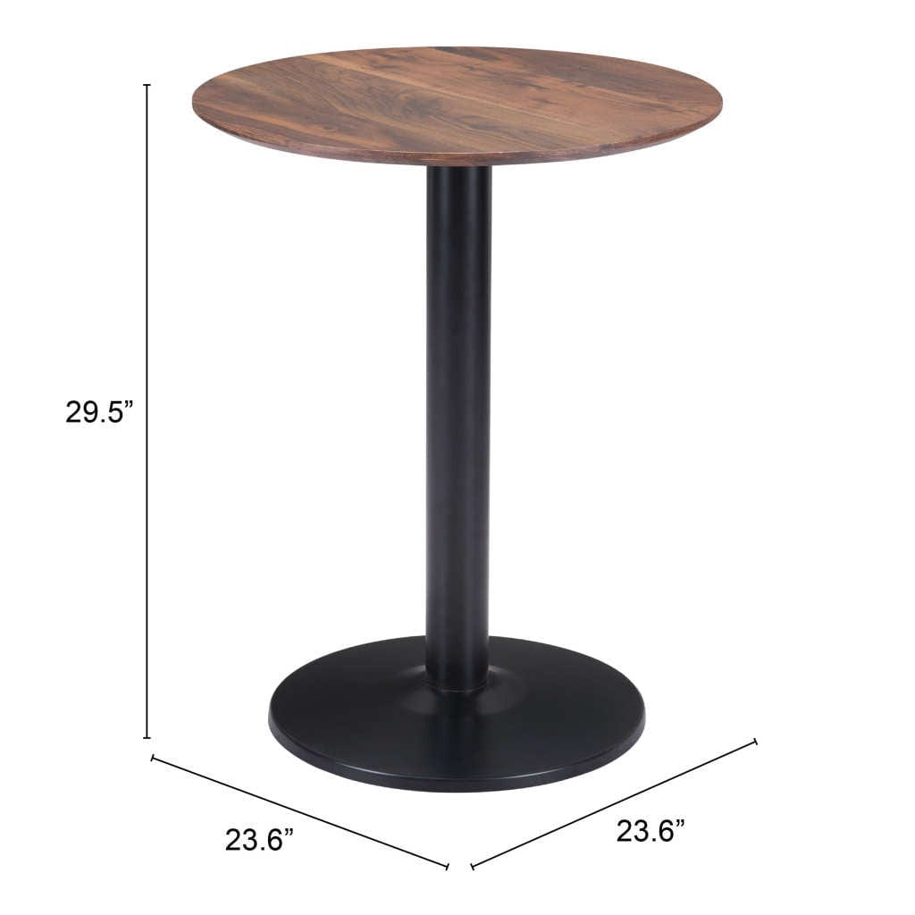 24" Black And Brown Round End Table - Homeroots