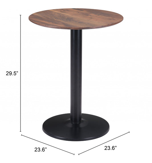 24" Black And Brown Round End Table - Homeroots