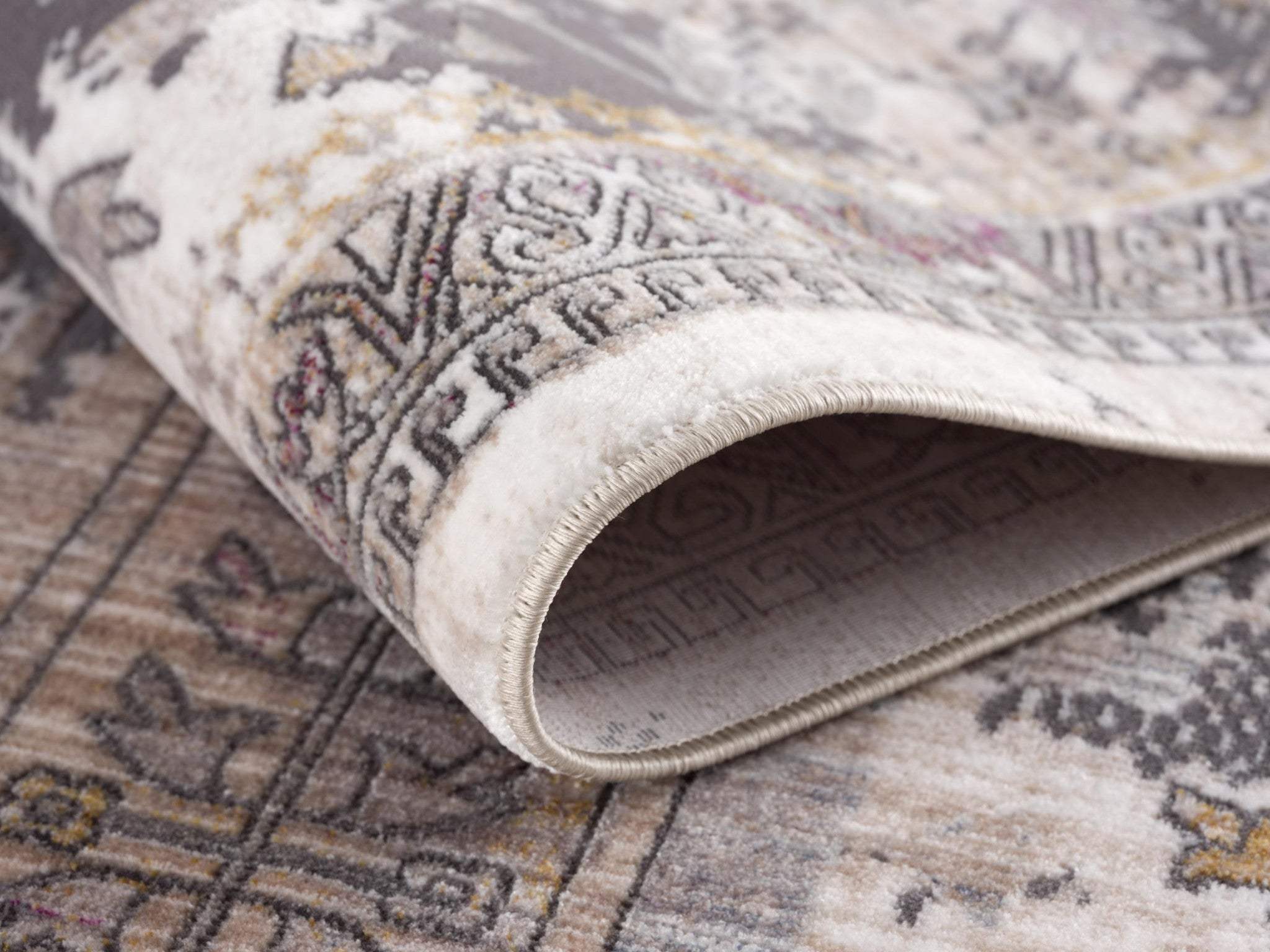 10' Runner Gray and Ivory Oriental Power Loom Runner Rug - Homeroots - Flyclothing LLC