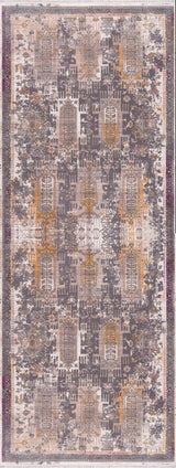10' Runner Gray and Ivory Oriental Power Loom Runner Rug - Homeroots - Flyclothing LLC