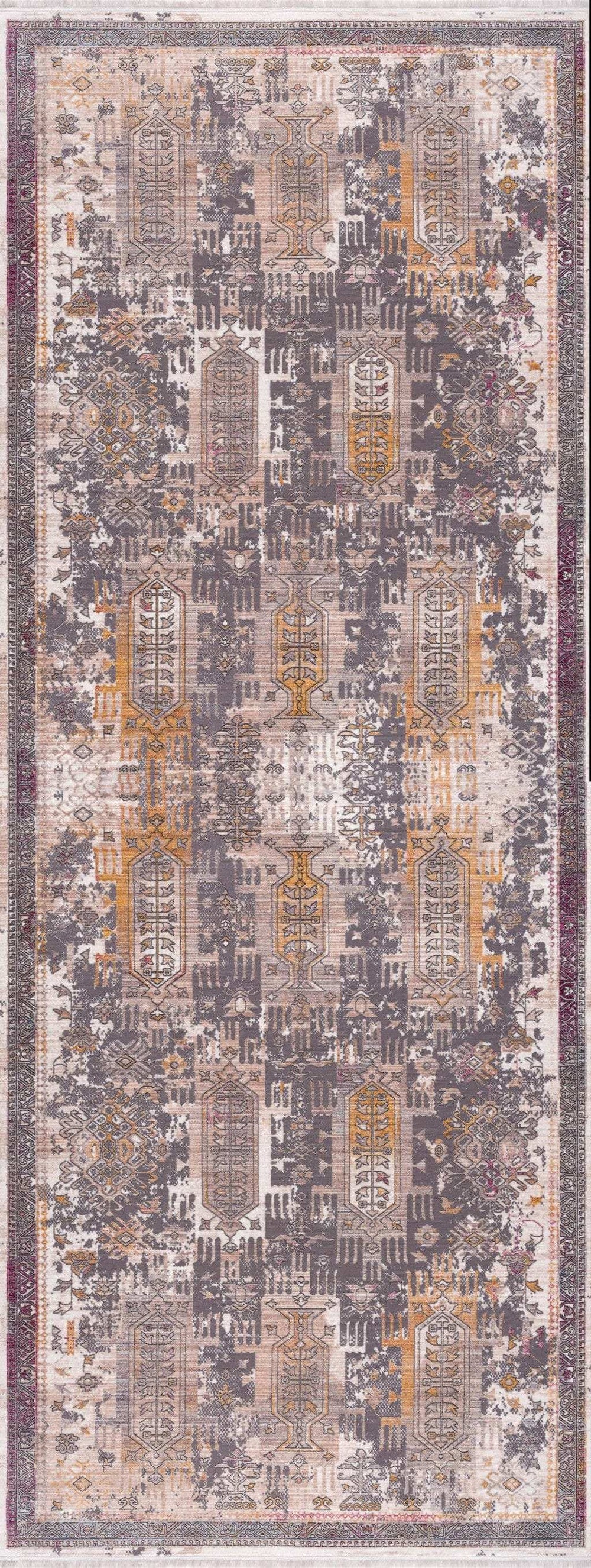 10' Runner Gray and Ivory Oriental Power Loom Runner Rug - Homeroots - Flyclothing LLC