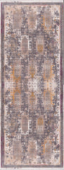 10' Runner Gray and Ivory Oriental Power Loom Runner Rug - Homeroots