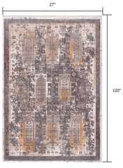 10' Runner Gray and Ivory Oriental Power Loom Runner Rug - Homeroots