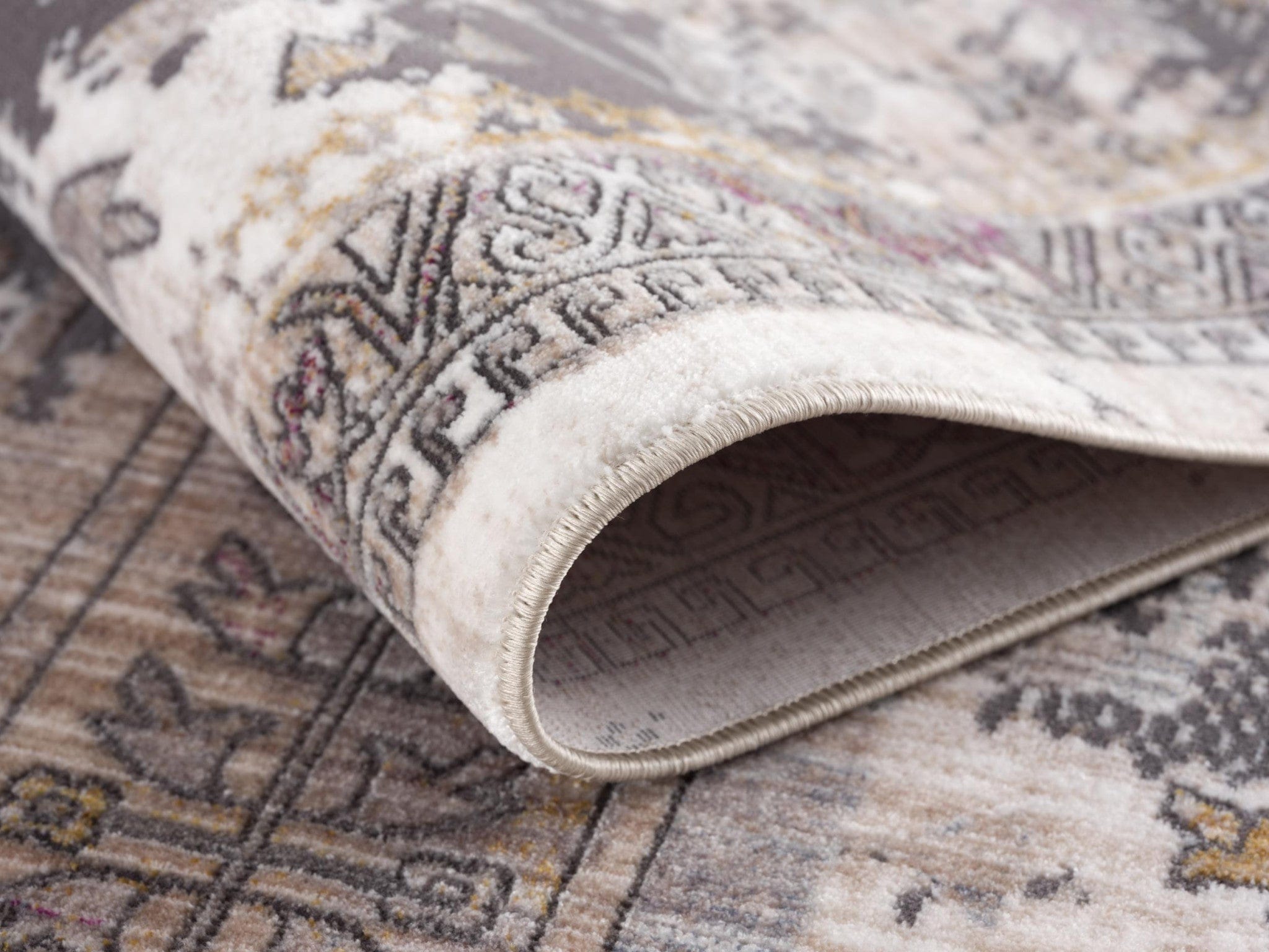 13' Runner Gray and Ivory Oriental Power Loom Runner Rug - Homeroots