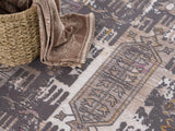15' Runner Gray and Ivory Oriental Power Loom Runner Rug - Homeroots