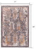 15' Runner Gray and Ivory Oriental Power Loom Runner Rug - Homeroots