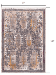 15' Runner Gray and Ivory Oriental Power Loom Runner Rug - Homeroots