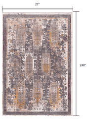 20' Runner Gray and Ivory Oriental Power Loom Runner Rug - Homeroots