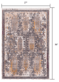 8' Runner Gray and Ivory Oriental Power Loom Distressed Runner Rug - Homeroots