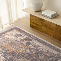 8' X 11' Gray and Ivory Oriental Power Loom Area Rug - Homeroots
