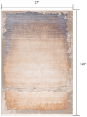 10' Runner Beige and Blue Abstract Power Loom Runner Rug - Homeroots