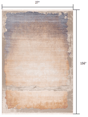 13' Runner Beige and Blue Abstract Power Loom Runner Rug - Homeroots