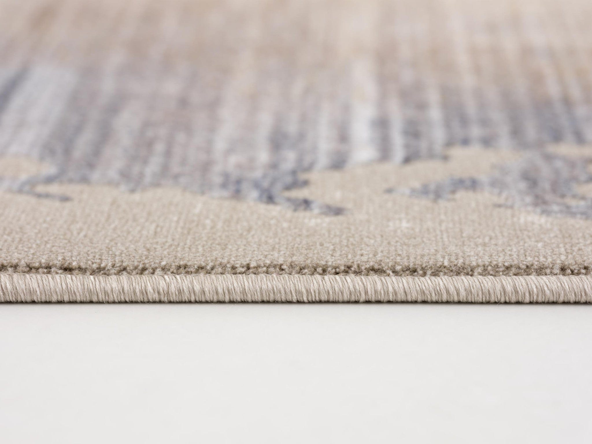 15' Runner Beige and Blue Abstract Power Loom Runner Rug - Homeroots