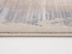 15' Runner Beige and Blue Abstract Power Loom Runner Rug - Homeroots