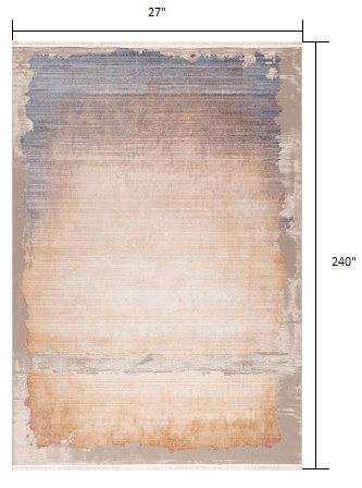 20' Runner Beige and Blue Abstract Power Loom Runner Rug - Homeroots
