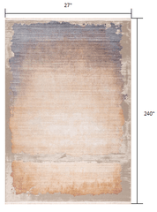 20' Runner Beige and Blue Abstract Power Loom Runner Rug - Homeroots