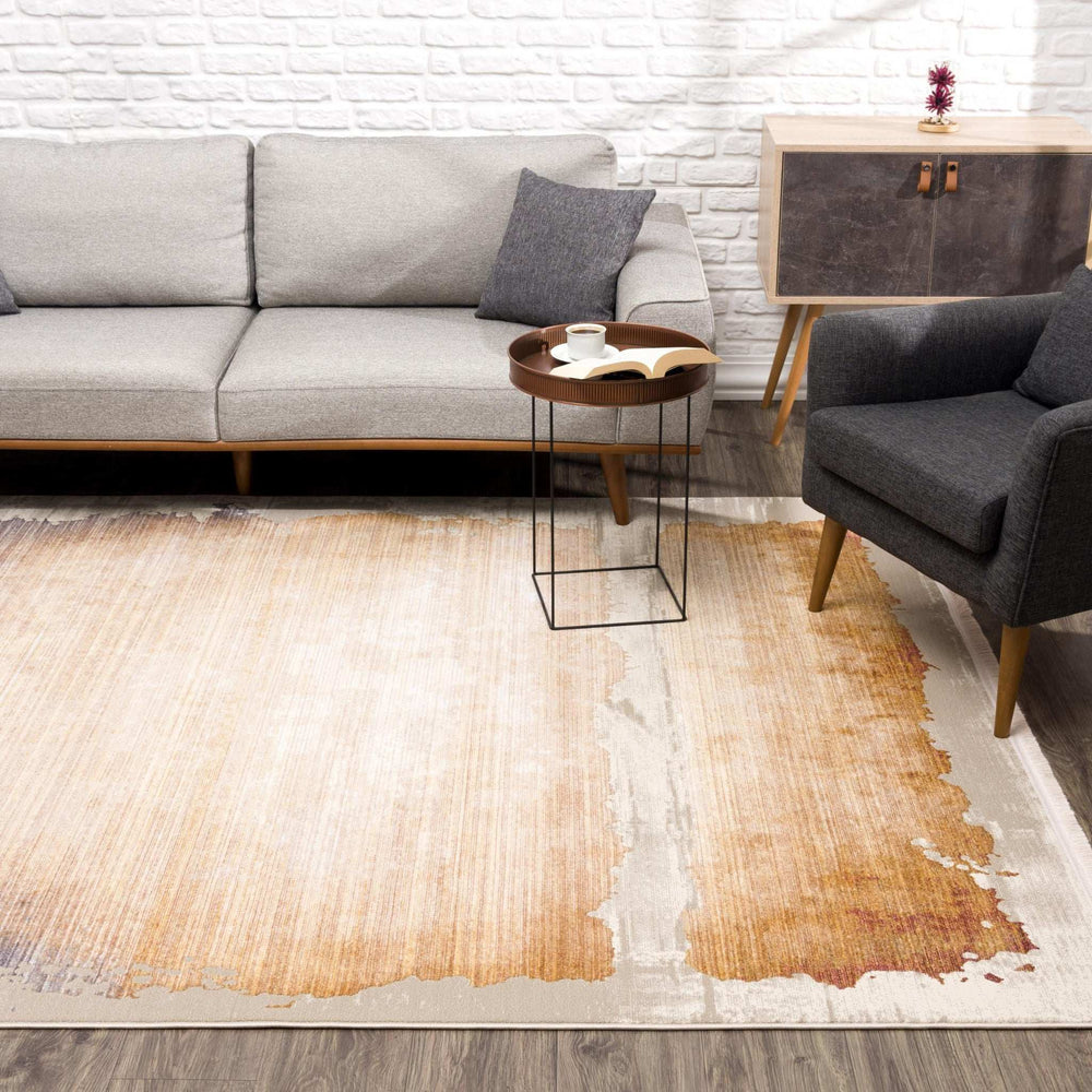 4' X 6' Beige and Blue Abstract Power Loom Area Rug - Homeroots - Flyclothing LLC