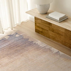 4' X 6' Beige and Blue Abstract Power Loom Area Rug - Homeroots