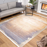 4' X 6' Beige and Blue Abstract Power Loom Area Rug - Homeroots - Flyclothing LLC
