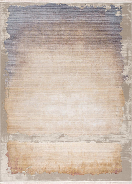4' X 6' Beige and Blue Abstract Power Loom Area Rug - Homeroots